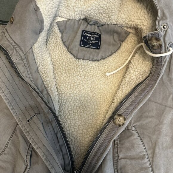 Vintage Y2K Abercrombie & Fitch Fur Lined Parka Jacket Womens M Green Bella Swan - Picture 14 of 16